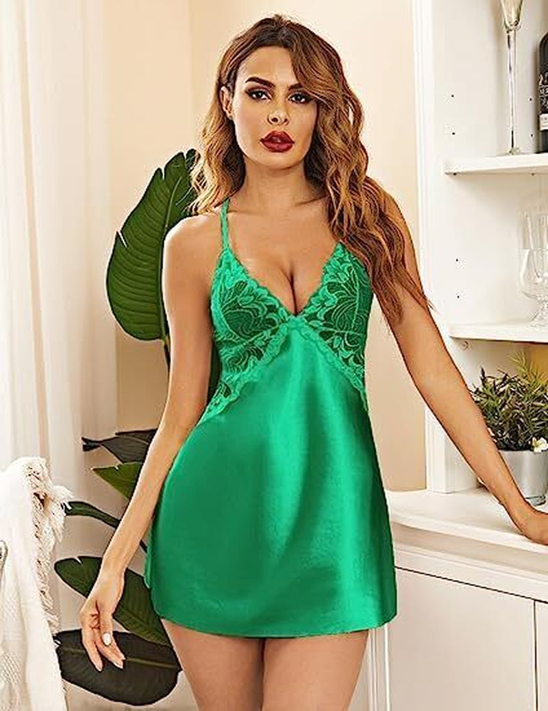 Women's Elegant Lace Teddy and Babydoll Sleepwear Set