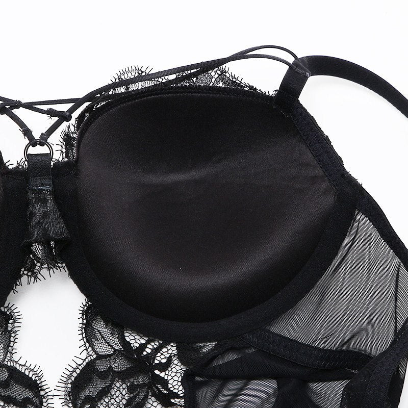 Elegant Red Skull Bodysuit Sleepwear Set