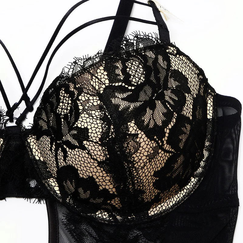 Elegant Red Skull Bodysuit Sleepwear Set